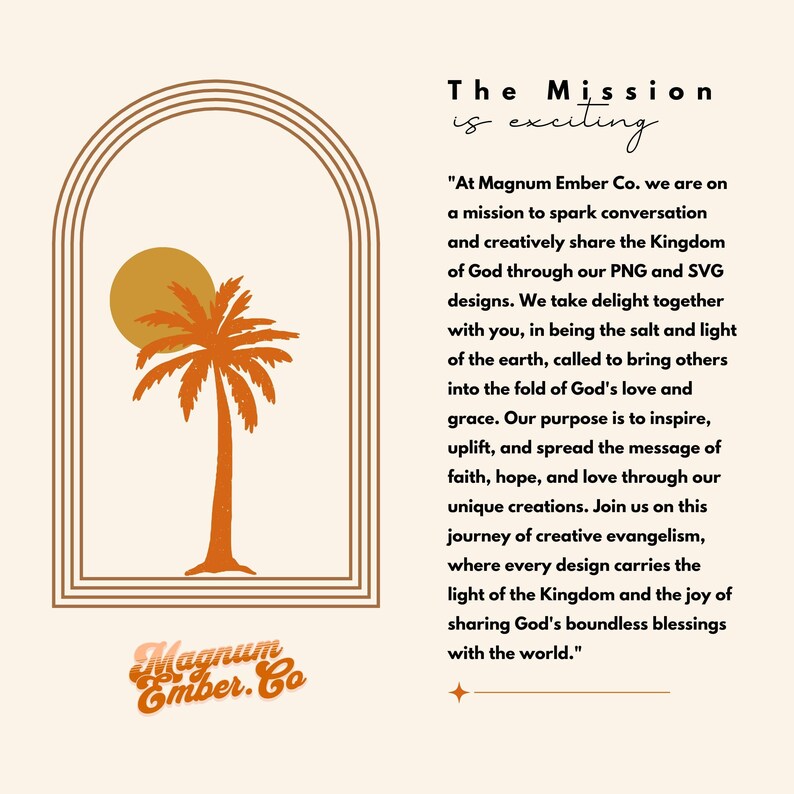 a palm tree with the words the mission on it