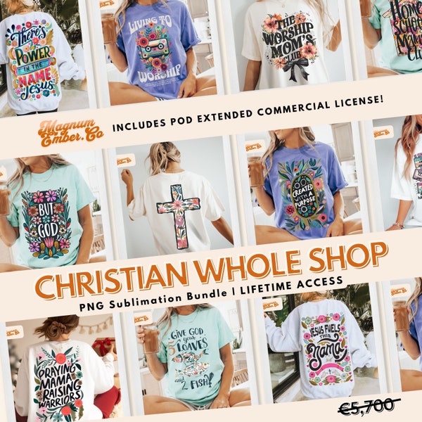 Ensemble de la boutique PNG SVG, fichiers PNG de l'Écriture, téléchargements de dessins de sublimation chrétienne, dessins de Tshirt vêtements esthétiques de Jésus, verset de la Bible