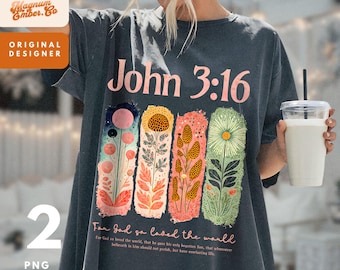 Powerful Christian Scripture BUNDLE PNG, John 3:16 Floral Sublimation Designs, Popular Christian PNGs Sublimation, Vintage Jesus Designs