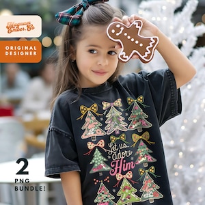 Kids Christmas Designs: Vintage Christmas PNG Duo Girls T-Shirt Design (Digital Download)