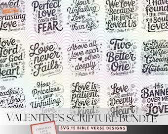 Valentine's Minimal Bible Scripture SVGs Bundle, Files for Cricut DXF, trending home decor, Christian Quote and Bible Prints