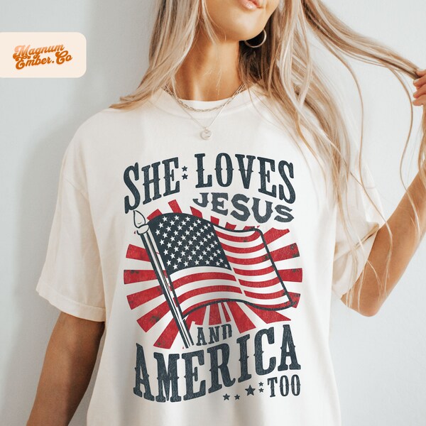 Independence Day Png, Christian July 4th Png PNG DUO, She Loves Jesus And America Too Png, America Retro Png, Usa Png, Digital Download