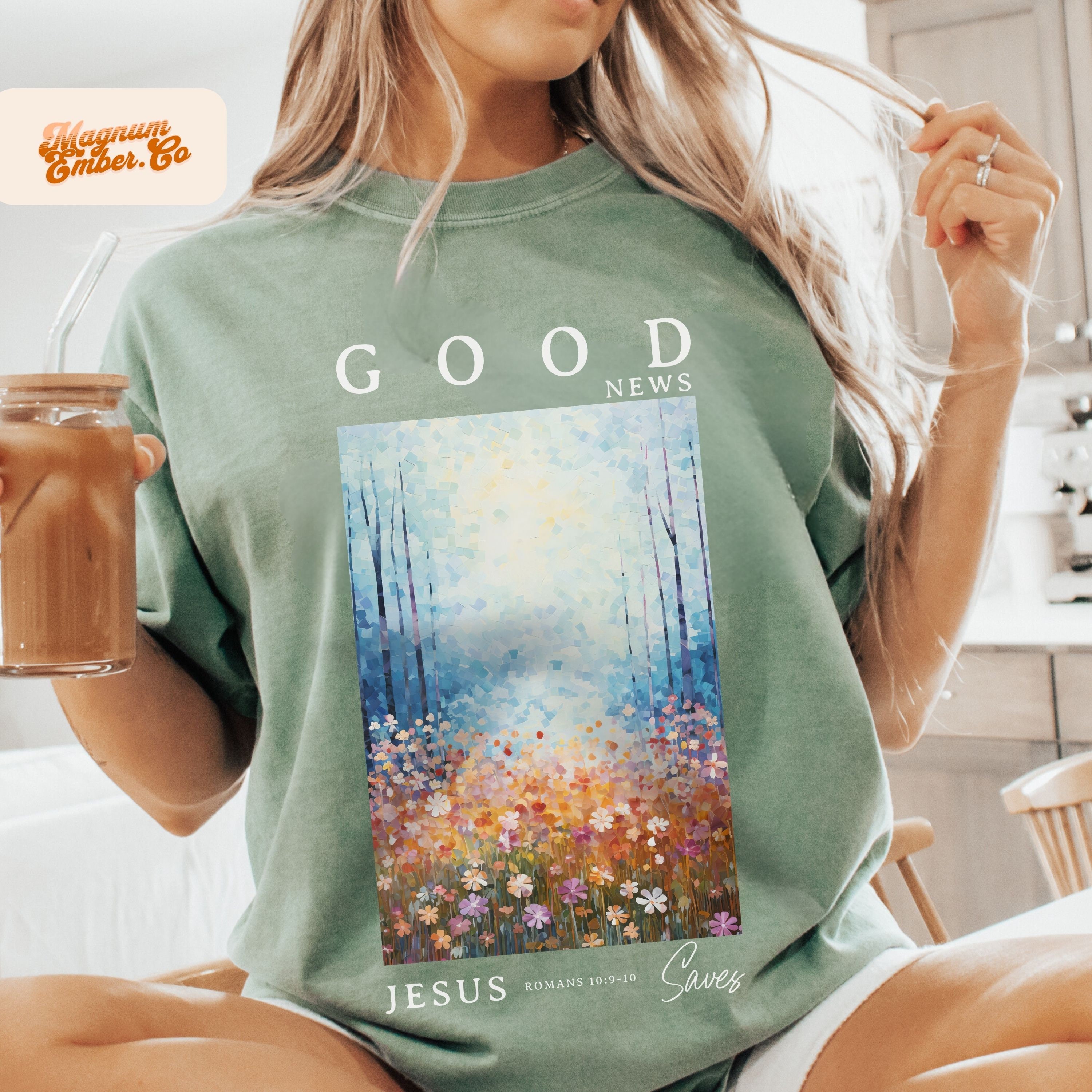 Christian PNG Good News Jesus Saves Mosaic Design, Sublimation Design, Popular Christian PNG Files for Sublimation, Painting Shirt Designs