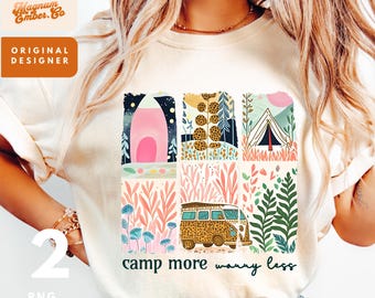 Whimsical Camping PNG Brushstroke Designs (Digital Download)