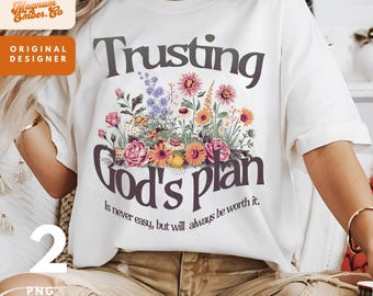 Trusting God's Plan PNG Duo: Vintage Christian T-Shirt Sublimation (Digital Download)