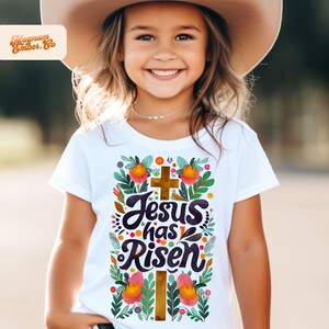 Jesus Has Risen PNG Duo: Christian Easter Kids Tee Design (Digital Download) image 4