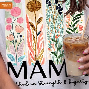 Mothers Day PNG Bundle, Mama Clothed in Strength DUO, Floral Christian Gift for Mom, Mama png, Christian Sublimation, Jesus Png Sublimation