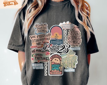 Psalm 23 Christian Collage PNG: Vintage Jesus Shirt Design (Digital Download)