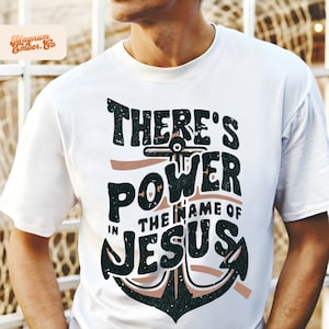 Hombre de fe PNG &#39;Poder en el nombre de Jesús&#39;, regalo del día del padre cristiano PNG DUO, diseños de sublimación, paquete del día del padre, hombre de Dios png