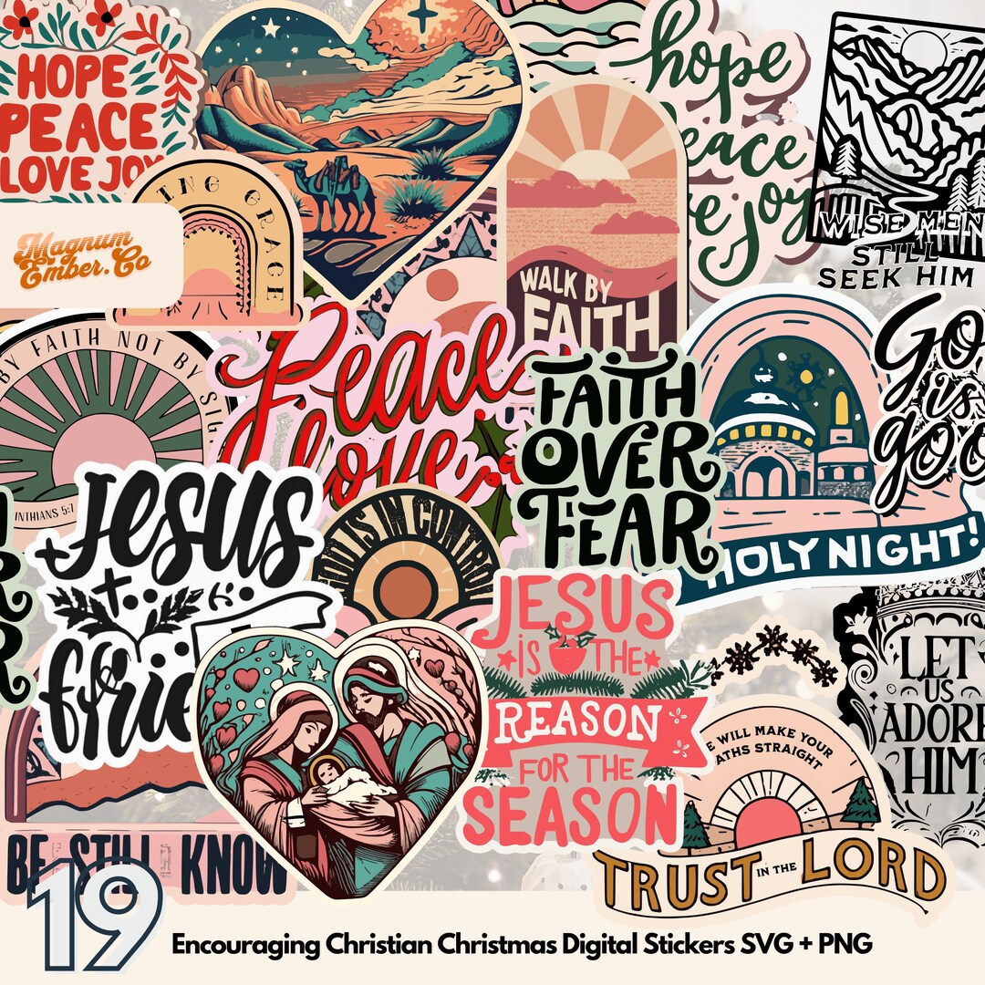 Christian Christmas Stickers: Bible Verse SVG PNG Bundle (digital) - Etsy