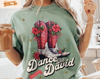 Western Christian Cowboy Boots PNG: Dance Like David (Sublimation Design)