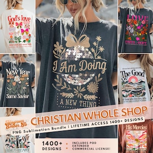 Ensemble de la boutique PNG SVG, fichiers PNG de l'Écriture, téléchargements de dessins de sublimation chrétienne, dessins de Tshirt vêtements esthétiques de Jésus, verset de la Bible