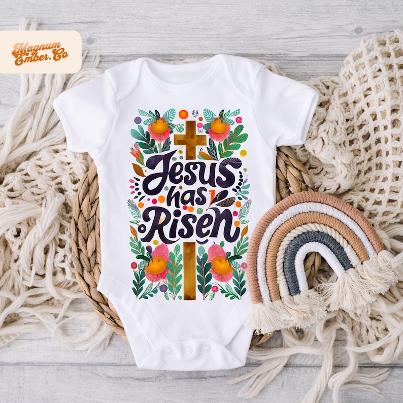 Jesus Has Risen PNG Duo: Christian Easter Kids Tee Design (Digital Download) image 2