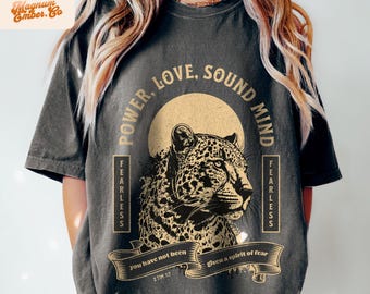Christian Leopard T-Shirt Design: Power, Love, Sound Mind (PNG Digital Download)