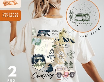 Camping PNG, Let&#39;s go Camping DUO, Whimsical Outdoor Designs, Family Camping, Sublimation Files for Crafts and Apparel