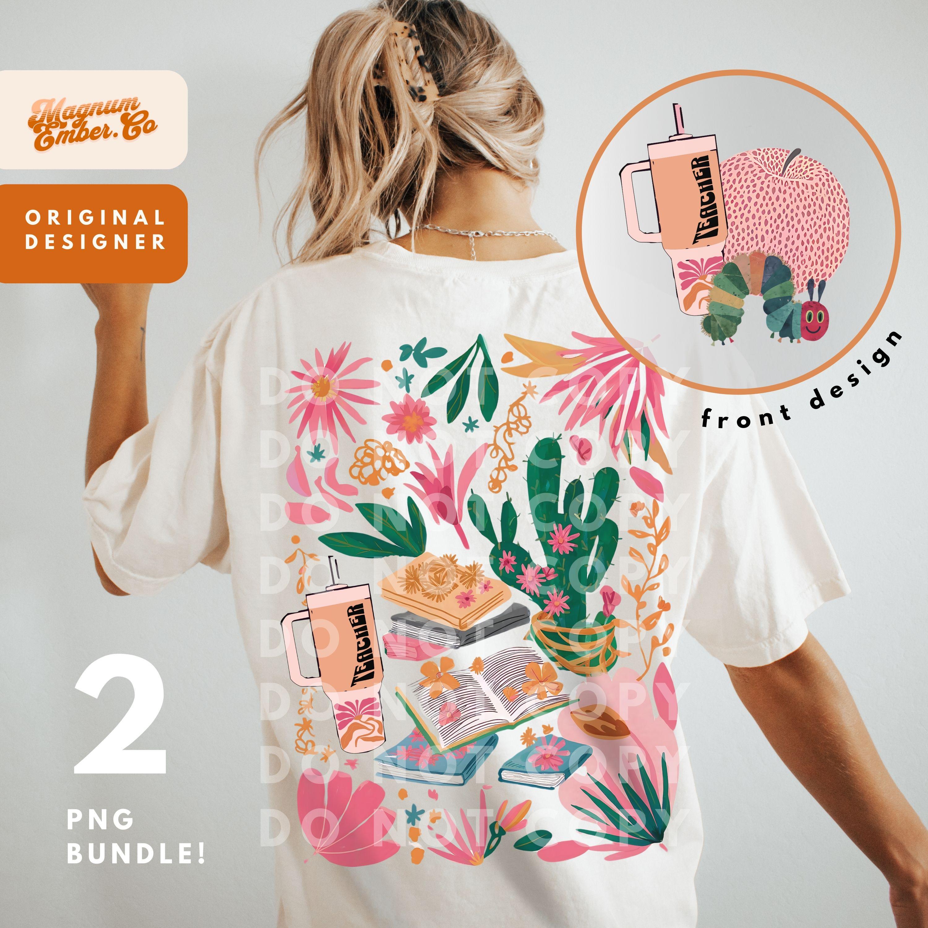 Boho Teacher PNG Bundle: Caterpillar, Floral Back to School Designs (Digital Download)