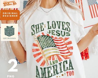 Christian 4th of July PNG: Jesus Bless America Shirt Design (Two PNG Designs)
