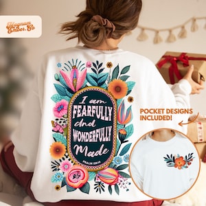 Fearfully Wonderfully Made PNG: Retro Floral Christian Design (Digital Download)