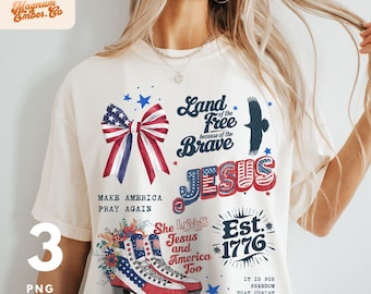 Christian July 4th PNG Duo: She Loves Jesus and America (Digital Download)