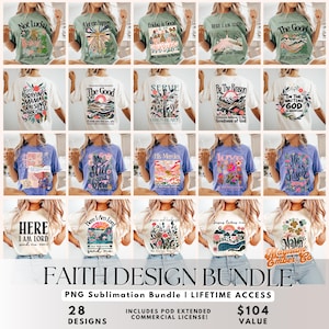 Christian T-Shirt Designs: Faith PNG Bundle (Digital Download)