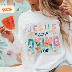 Floral Christian PNG: Retro Jesus Shirt Design (Digital Download)