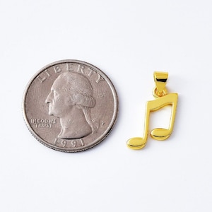 Gold Filled Dainty Music Note Pendant, Musical Note Charm Music Lovers Gift Jewelry Making Supply Necklace Bracelet 19x14mm, CP2085
