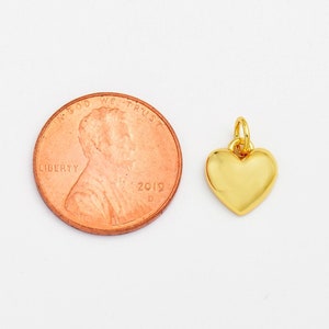 Gold Filled Puffed Minimalist Love Heart Pendant, Valentines Heart Charm Jewelry Making Supply Necklace Bracelet 13x9mm, CP2063
