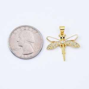 Ciondolo a forma di libellula in smalto riempito d'oro, ciondolo a forma di insetto, fornitura per la creazione di gioielli, collana, braccialetto, 25x23 mm, CP2078