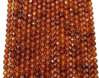 Natural Orange Garnet Beads 3mm Faceted Rondelle Orange Garnet Beads Gemstone Round Beads 15.5" Full Strand