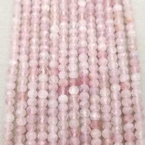 Madagascar Rose Quartz Beads Grade AAA Genuine Natural Gemstone 2mm, 3mm and 4mm Faceted Round Loose Beads 15.5&quot; Full Strand PRP114