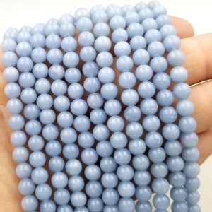 Angelite Beads Grade AAA, Genuine Smooth Round Beads, 15.5-Inch Full Strand up to 12mm, GRN150
