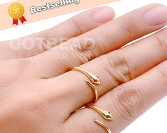 Snake Ring, 14K Gold Serpent Ring, Stackable Gold Ring, Minimalist Gold Ring, Thin Ring, Dainty Ring, Small Gold Ring, 2mm, RG009