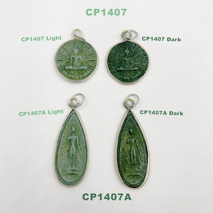Antique Sitting Buddha Charm, Meditate Buddha Charm, Buddha Amulet Necklace Protection Charm for Religious Jewelry Making, 25/47mm, CP1407