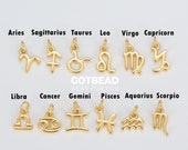Gold Filled Zodiac Constellation Small Astrology Charms, Horoscope Charm, Add On Charm for Bracelet Necklace Earrings Supply Charm, CP1591