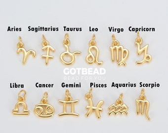 Gold Filled Zodiac Constellation Small Astrology Charms, Horoscope Charm, Add On Charm for Bracelet Necklace Earrings Supply Charm, CP1591