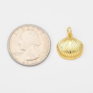 Gold Filled Sea Shell Pendant Clam Shell Charm Under The Sea Inspired Jewelry Making Supply Necklace Bracelet 20x14mm, CP2036