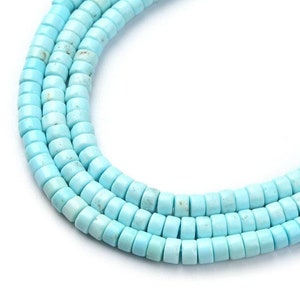 Natural Turquoise Stone Bead Tyre Shape Bead Gorgeous Blue Turquoise 4mm Gemstone Bead Full strand 15.5”, TUQ039