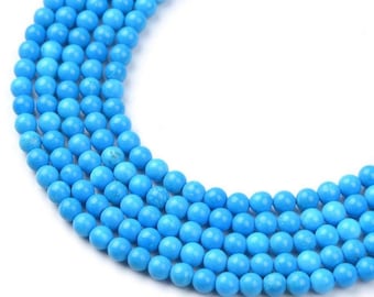 Cuentas de piedras preciosas redondas AAA naturales de increíble calidad de color turquesa azul para hacer joyas y manualidades, tira completa de 3 mm y 15,5 pulgadas, TUQ048