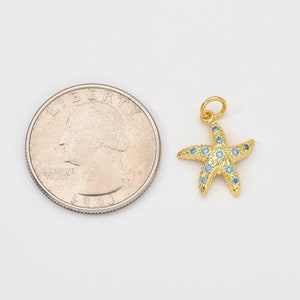 Ciondolo a forma di stella marina riempito d'oro, con micro pavé di zirconi cubici, ciondolo a forma di stella marina, accessorio per la creazione di gioielli, collana, braccialetto, 19 x 14 mm, CP2048