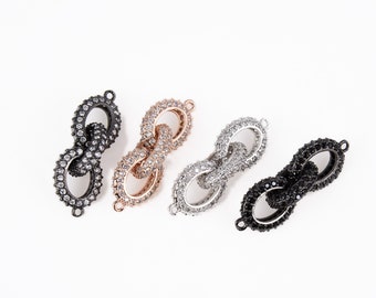 rose goldgoldBlackrubygreen 35x12mm multi strands White silver CZ Micro Pave Chain Connector Link Connector