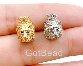 25/%OFF Lion Head Slider Beads Antique Brass 12X10mm spacer bead Spacers for 1.5mm leather or cord rustic bohemian European zamak 2pcs
