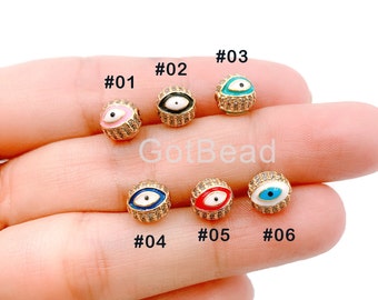 50PCS Oval Beads Evil Eye Resin Spacer Jewelry Making DIY Bracelet Stripe 8/10mm 50PCS Oval Beads Evil Eye Resin Spacer Jewelry Making DIY Bracelet Stripe 8/10mm