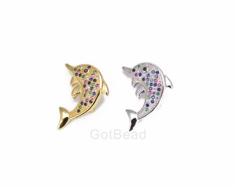 Bottlenose Dolphin Heart Nose Beach Sea Life Charm for European Slide Bracelets