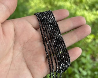 Black Spinel Natural Round Faceted AAA Gemstone Beads PRP955