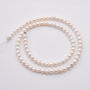 Natural White Near Round 6A Grade Freshwater Pearl Genuine Very High Luster Top Quality Small Tiny Pearls 4-5mm FWP065