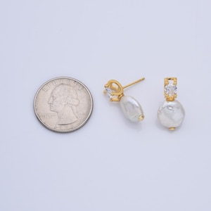 1 pair Natural Freshwater Pearl Earrings, Gold Filled Round Pearl Earrings, Bridal earrings, Baroque Pearl Earrings, Gift for Her, ER304