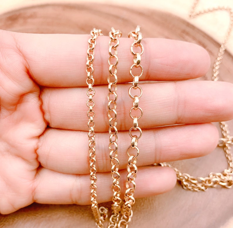 18K Gold Rolo Cable Chain by Yard Gold Cable Rolo Chain by Etsy
