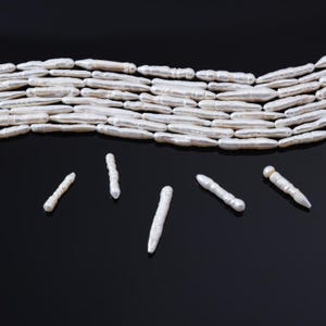 Top to Bottom Drill Pearl Bead Toothpick Pillar Pearl 4x28mm Bar Pearl Freshwater Pearl Strip Loose Necklace Beads Full Strand FWP011