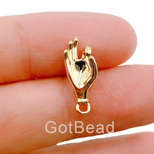 Okay Hand Symbol Charm, Unique 14K Gold Filled  OK Sign For Necklace Pendant Bracelet Earring Charm Jewelry Making, Hand Charm, 6mm, CP1207