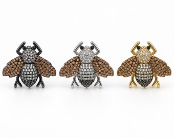 Gold Filled Bee Brooch, Rhinestone Bumblebee Pin, Sparkling Crystal Insect Jewelry, Nature Lover Gift for Her, Statement Pin, BD193